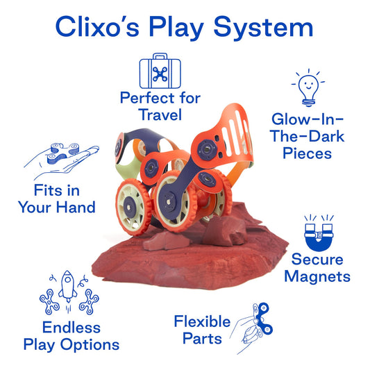 Clixo Rainbow 42 Piece Pack. Flexible Imagination Boosting Magnetic Building Toy
